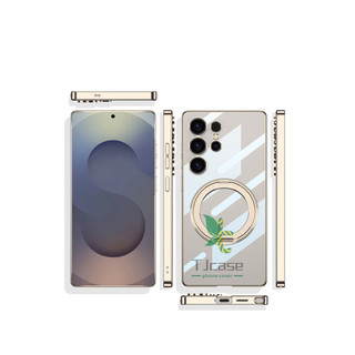 Vỏ bọc giá đỡ xoay bằng pha lê mạ từ tính Vỏ sạc không dây Samsung S25 Ultra Plus