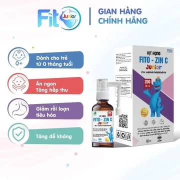 Xịt Kẽm Hữu Cơ Cho Bé Sơ Sinh Fito ZinC Junior, Giúp Bé Ăn Ngon, Tăng Hấp Thu, Giảm Ốm Vặt Lọ 20ml