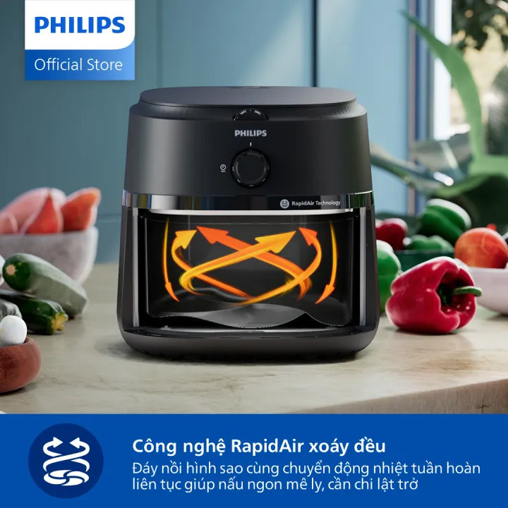 Nồi Chiên Không Dầu Thế Hệ Mới Philips NA120/00 - NA130/00 - NA150/00 - NA230/00 Công Nghệ RapidAir