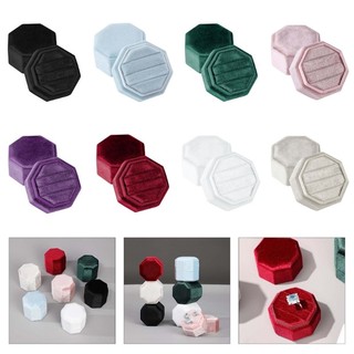 Hộp đựng nhẫn nhung hình bát giác Jay cho ba chiếc nhẫn Hộp trưng bày đính hôn Flannel mềm
