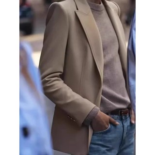 Zara Spring Sản phẩm mới Túi ve áo nữ bằng kim loại Ngực Slim-fit Blazer 8635555