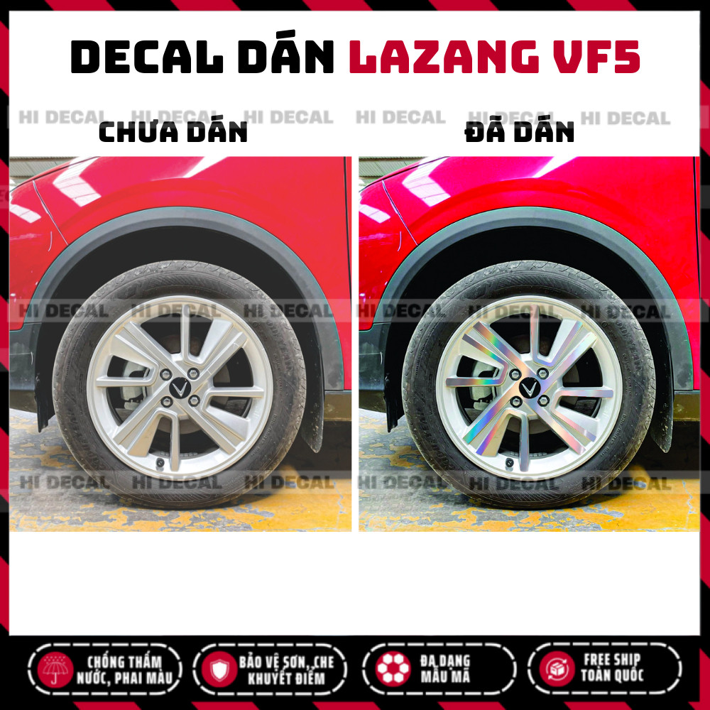 Tem Lazang VF5, Decal dán mâm VF5 trang trí tạo điểm nhấn