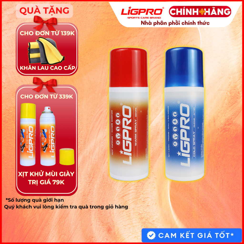 Combo Xịt lạnh giảm đau, Xịt nóng khởi động nhanh LIGPRO chiết xuất từ thiên nhiên 160ML thethaochinhhang