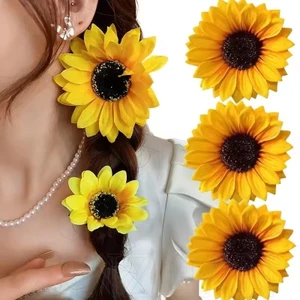 Kẹp Tóc Hướng Dương - Kẹp Bên Bãi Biển Mùa Hè - Đa Năng, Thời Trang, Ngọt Ngào - Kẹp Tóc Mỏ Vịt Hawaii - Phụ Kiện Tóc Trang Phục Kỳ Nghỉ Cho Bé Gái