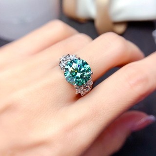 Châu Âu Mỹ ins Phong Cách Mới Mô Phỏng Xanh Xanh Moissanite Nhẫn Nữ