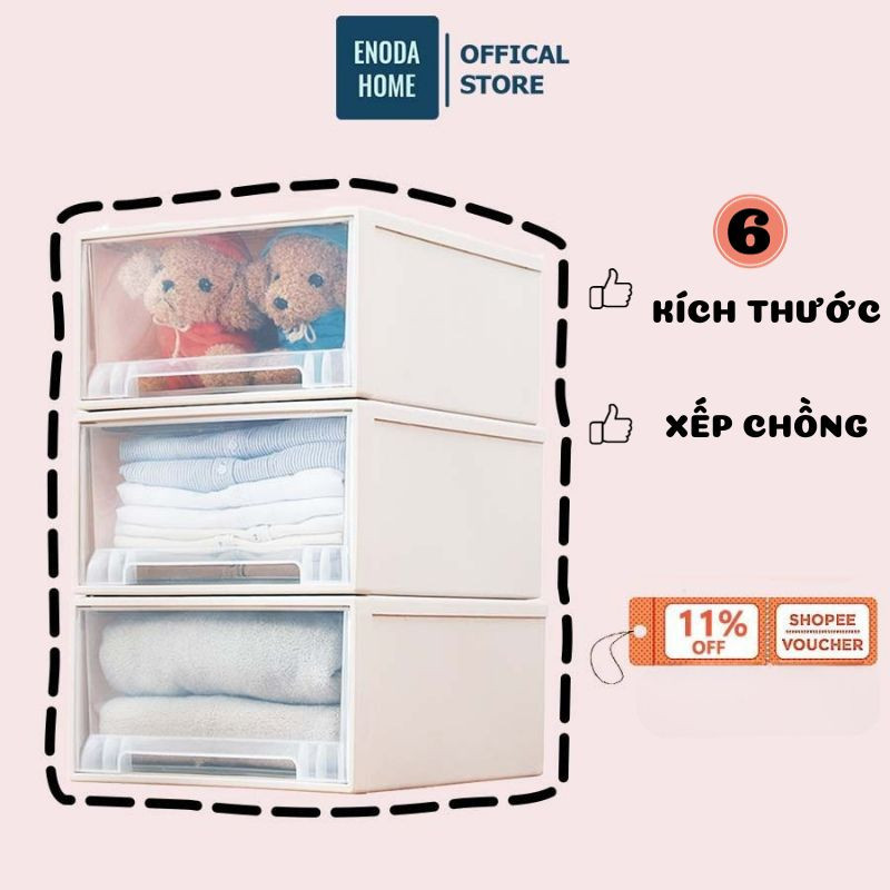 Hộp Ngăn Kéo Trong Enoda Home Đựng Quần Áo, Tất Vớ Có Thể Xếp Nhiều Tầng Q006