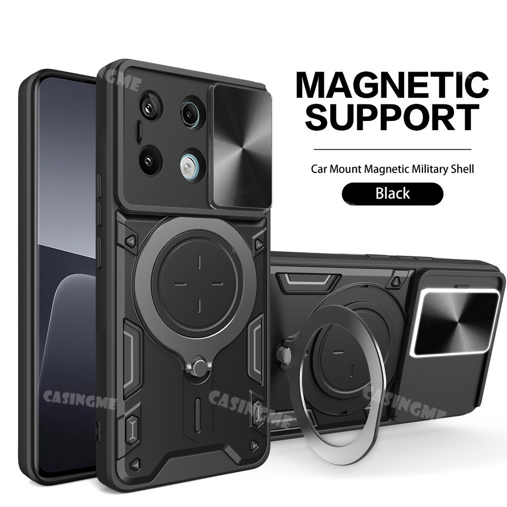Redmi Note 13 2024 Giáp Chống Sốc Đẩy Kéo Camera Bảo Vệ Vỏ Cho Redmi Note 13 Note13 RedmiNote13 Pro 13Pro Plus + 4G 5G Ốp Lưng Xe Từ Vòng Vỏ Ốp lưng