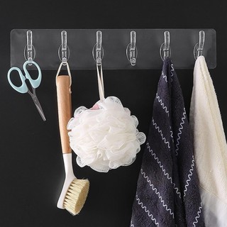 Thanh Treo Dán Tường 6 Móc Trong Suốt Siêu Chắc Siêu Dính ️🏵️ Siêu Thị Hoa
