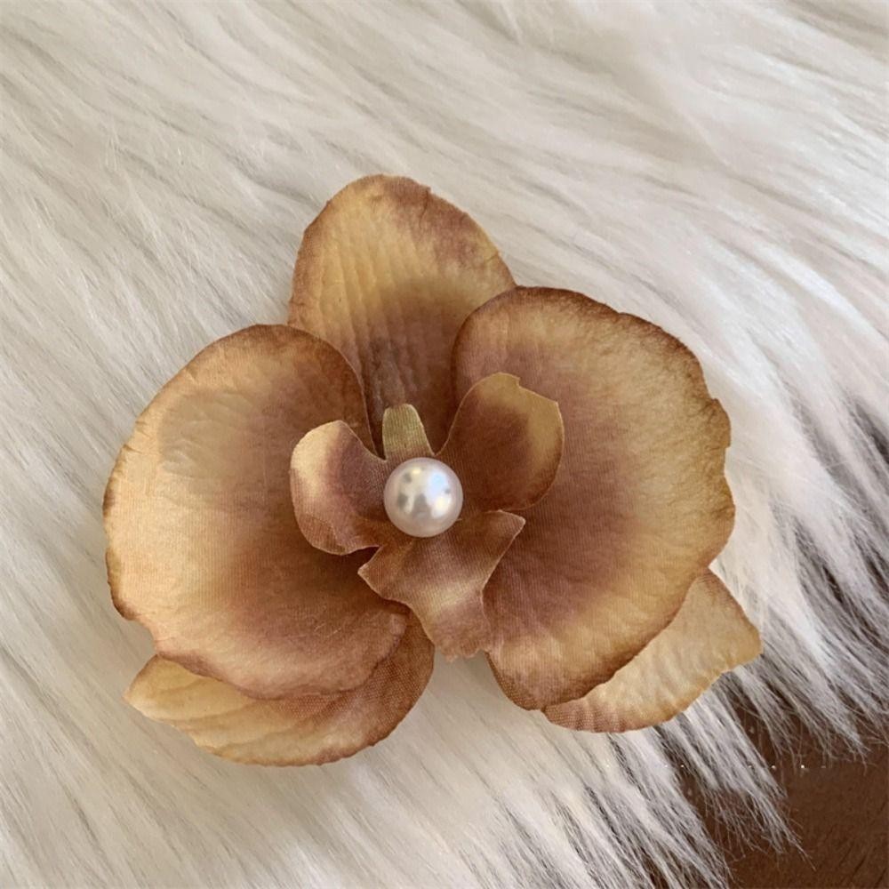 Kẹp mỏ vịt bên MERIGGIARE, Kẹp tóc hoa Phalaenopsis bằng lụa thời trang, Kẹp ảnh Bangs Kẹp mũ ngày lễ bên bờ biển Phụ kiện tóc nữ siêu cổ tích