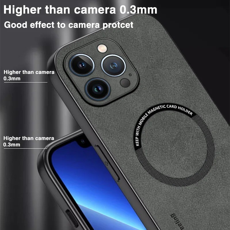 Ốp Da Từ Tính Cho iPhone 15 14 Pro Max 14pro 12 13 Pro Max 11 Vỏ Mềm Chống Sốc Sạc Không Dây Sang Trọng