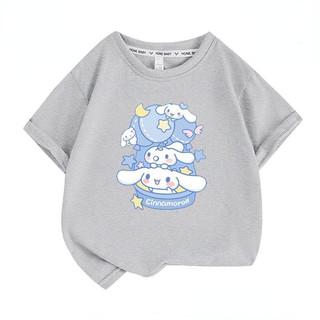 2024 Thời Trang Cinnamoroll Áo Thun Nữ Tay Ngắn Trong Mùa Hè Hoạt Hình Rời Áo Trẻ Em Hoạt Hình Quần Áo Triều
