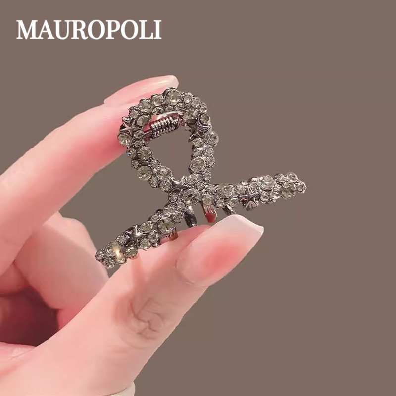 Mauropoli [Sẵn Sàng] Kẹp Kim Cương Giả Đen Nữ Cao Cấp Phù Hợp Với Kẹp Tóc Tinh Tế Khối Lượng Nhỏ Kẹp Tóc Kim Loại Mũ Đội Đầu