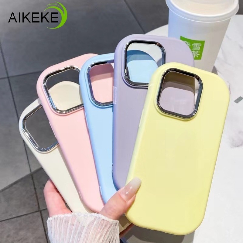 Tương Thích Cho OPPO A78 A58 A77 A57 A55S A56 A55 F23 A98 5G A8 A31 A3S A12E F11 A9 A5 Reno 8T 5G Cover Macaron Girl Ốp Lưng Camera Dễ Thương Túi Khí Chất Lỏng Mềm Vỏ Điện Thoại Chống Sốc