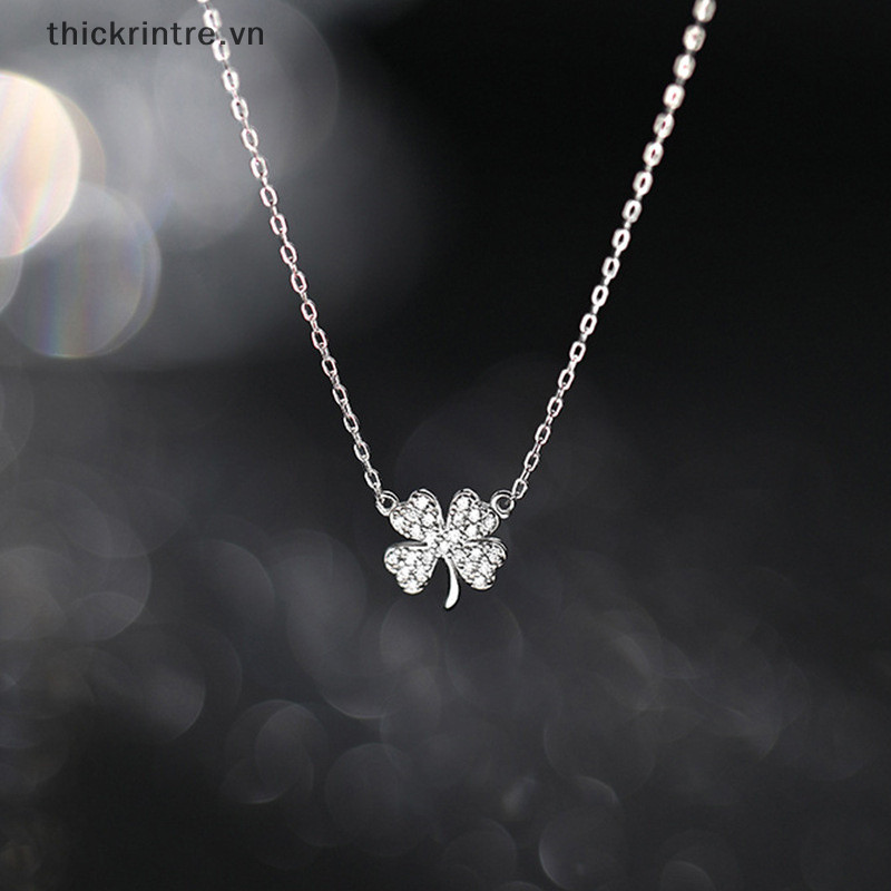 Thi Thời Trang Bốn Lá Cỏ Ba Lá Vòng Cổ May Mắn Lá Pha Lê Zircon Mặt Dây Chuyền Xương Đòn Dây Chuyền Nữ Nhẹ Trang Sức Dự Tiệc Quà Tặng VN