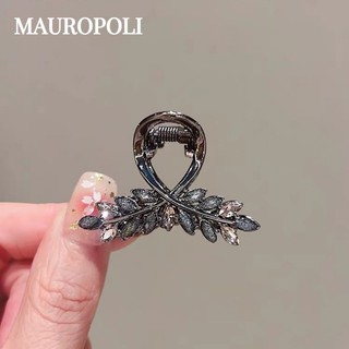 Mauropoli [Sẵn sàng] Súng bắn thủy tinh đen tai lúa mì Kẹp nhỏ dành cho nữ Cao cấp Kẹp tóc gãy tinh tế nửa mảnh Kẹp cá mập trung bình Phụ kiện tóc Niche