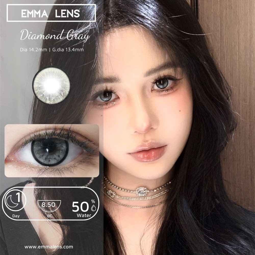 Kính áp tròng 1 ngày Diamond Gray | 1 Day Xám Diamond | Emma Lens