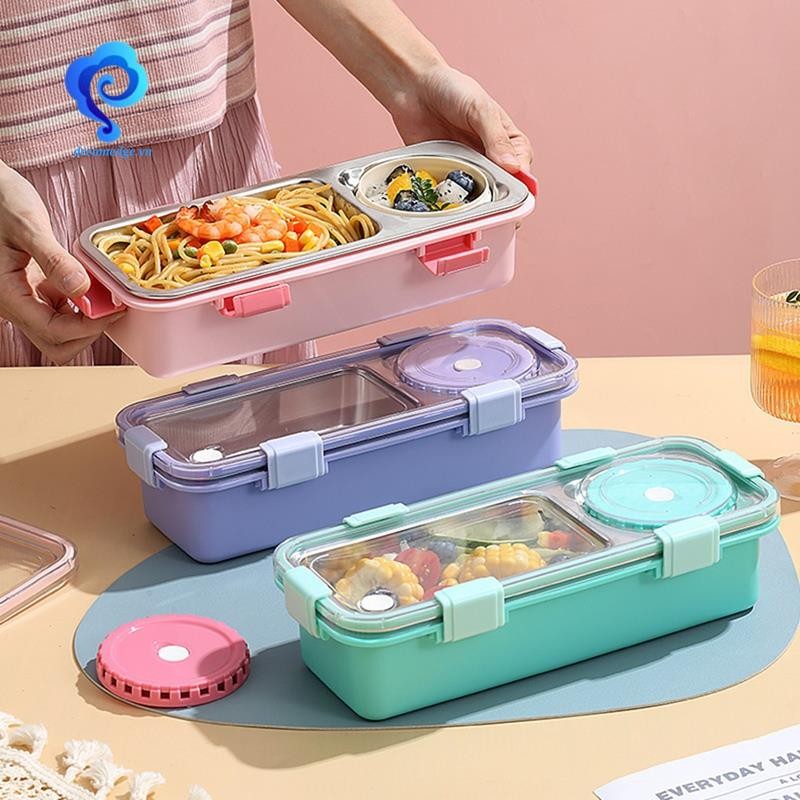 Dreamedge: Hộp cơm trưa 3 ngăn bằng thép không gỉ, hộp Bento di động chống rò rỉ cho trẻ em
