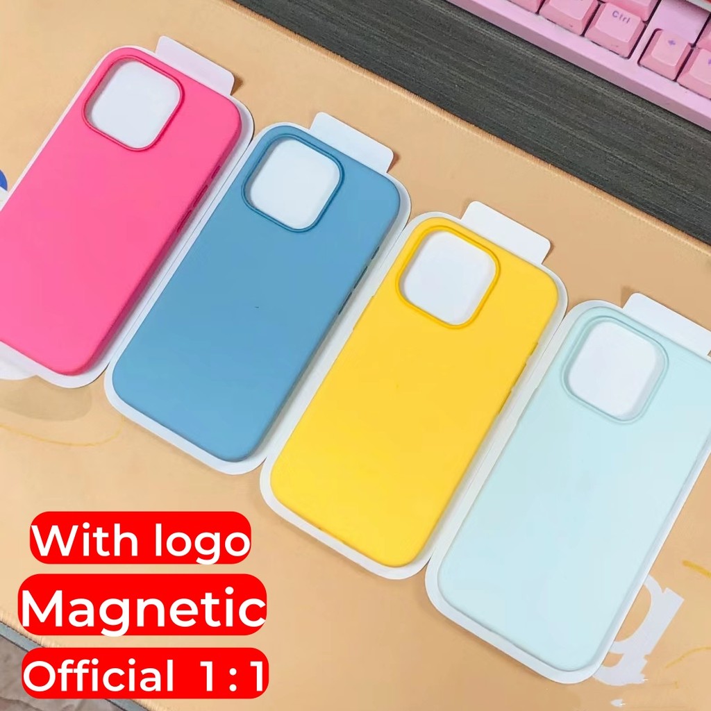 (Chính thức 1: 1) Silicon lỏng từ tính cho iphone 15 / 14 / 13 / 12 / Pro / Pro Max / plus / mini Vỏ điện thoại chất lượng cao Hoạt hình bật lên