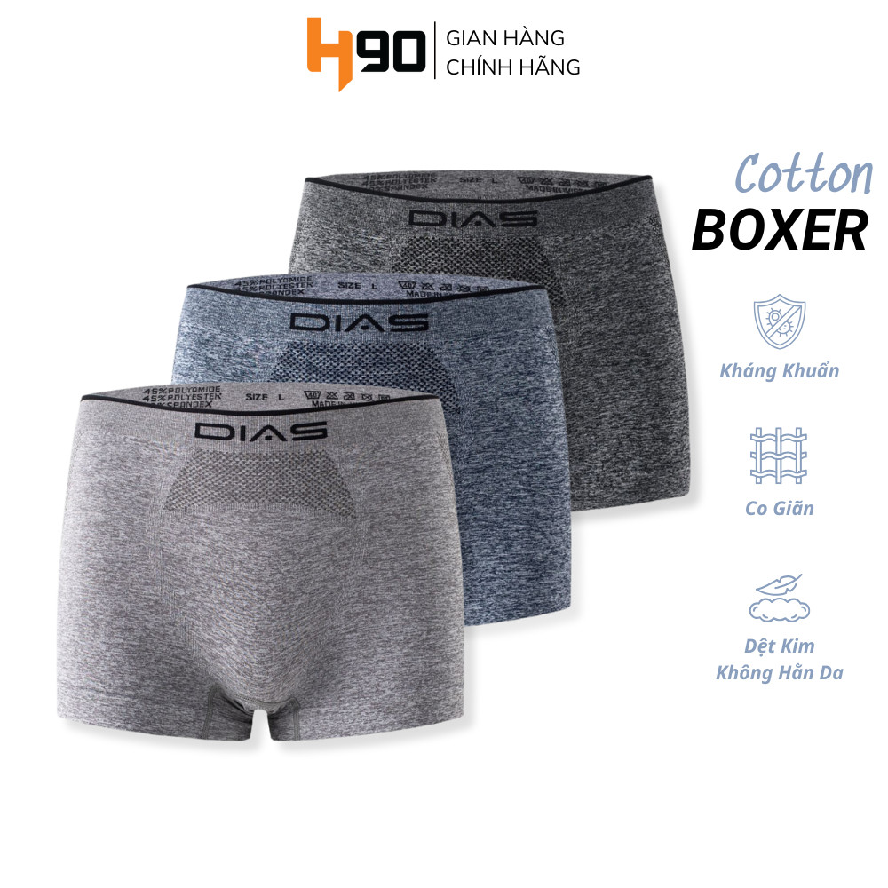 Quần Sịp Đùi Nam H90 Boxer Cao Cấp Dệt Kim Kháng Khuẩn Không Hằn Da, Thấm Hút, Co Giãn W018