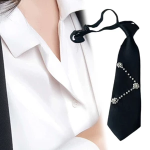 Treeling Sinh Viên Pre Buộc Dây Cổ Preepy Nhìn Đẹp Pha Lê Đính Hạt Hoa Cà Vạt Đậm Cravat Cổ Điển Đeo Accessori