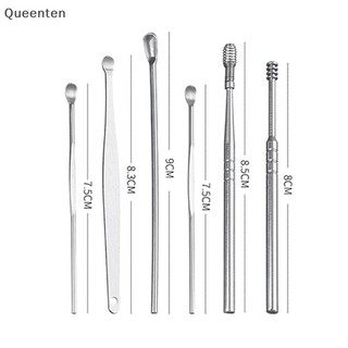 Queenten 6 Cái / bộ Ear Cleaner Ear Wax Pickers Thép không gỉ Earpick Wax Remover Piercing Kit Earwax Curette Spoon Care Ear Clean Tools QT