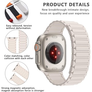 Dây đeo silicon mềm từ tính MỚI cho Apple Watch 10 Band 46mm 42mm Ultra 2 49mm Vòng đeo tay iWatch 9 8 7 6 5 SE 45mm 41mm 44 / 40mm Dây đeo cổ tay