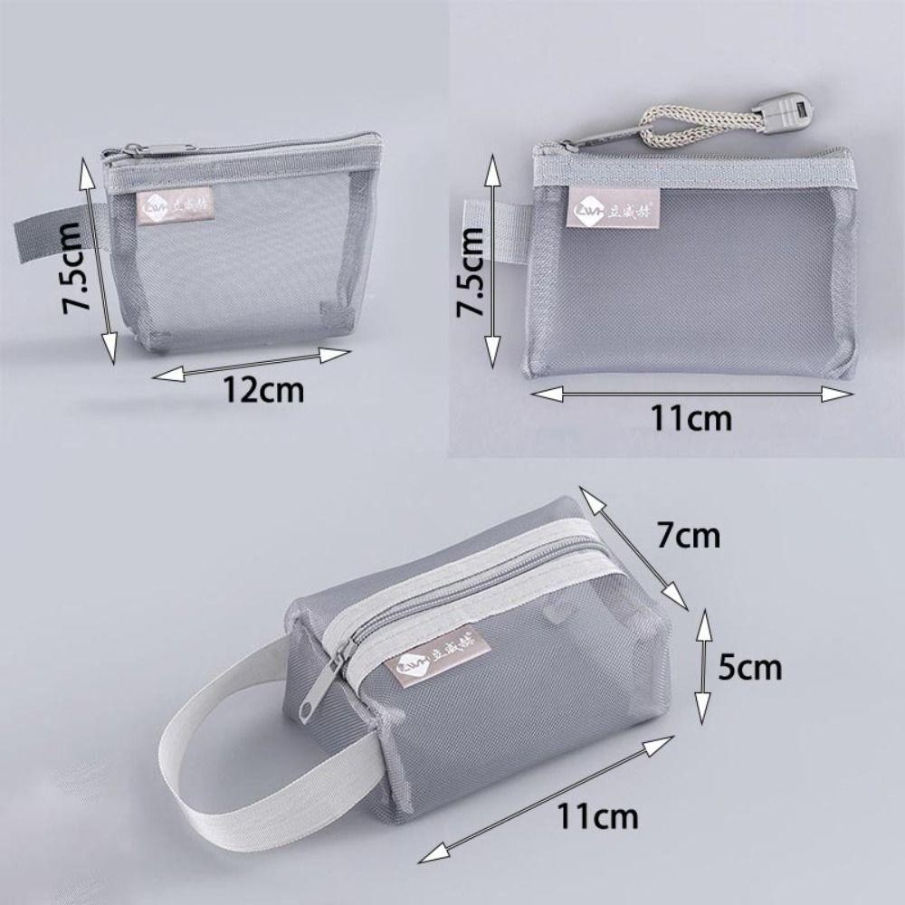 Ví đựng tiền xu dây kéo mini GUSTAVA, Túi giặt mini Túi đựng lưới vuông dung tích lớn, Túi đựng mỹ phẩm nhẹ thoáng khí