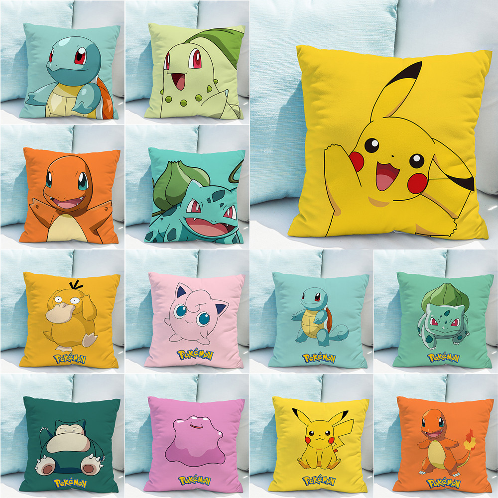 Vỏ Gối Đơn In Hình Pokemon Pikachu Một Mặt Làm Quà Tặng Cho Bé (Không Kèm Lõi)