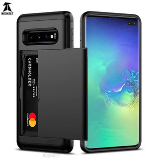 Dành Cho Samsung Galaxy S10 Plus / S10e Ốp Lưng Ví Đựng Thẻ ID Khe Cắm Cửa Trượt Túi Ẩn Chống Trầy Xước Hai Lớp Bảo Vệ Vỏ Cứng TPU Ốp Lưng