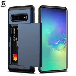 Dành Cho Samsung Galaxy S10 Plus / S10e Ốp Lưng Ví Đựng Thẻ ID Khe Cắm Cửa Trượt Túi Ẩn Chống Trầy Xước Hai Lớp Bảo Vệ Vỏ Cứng TPU Ốp Lưng