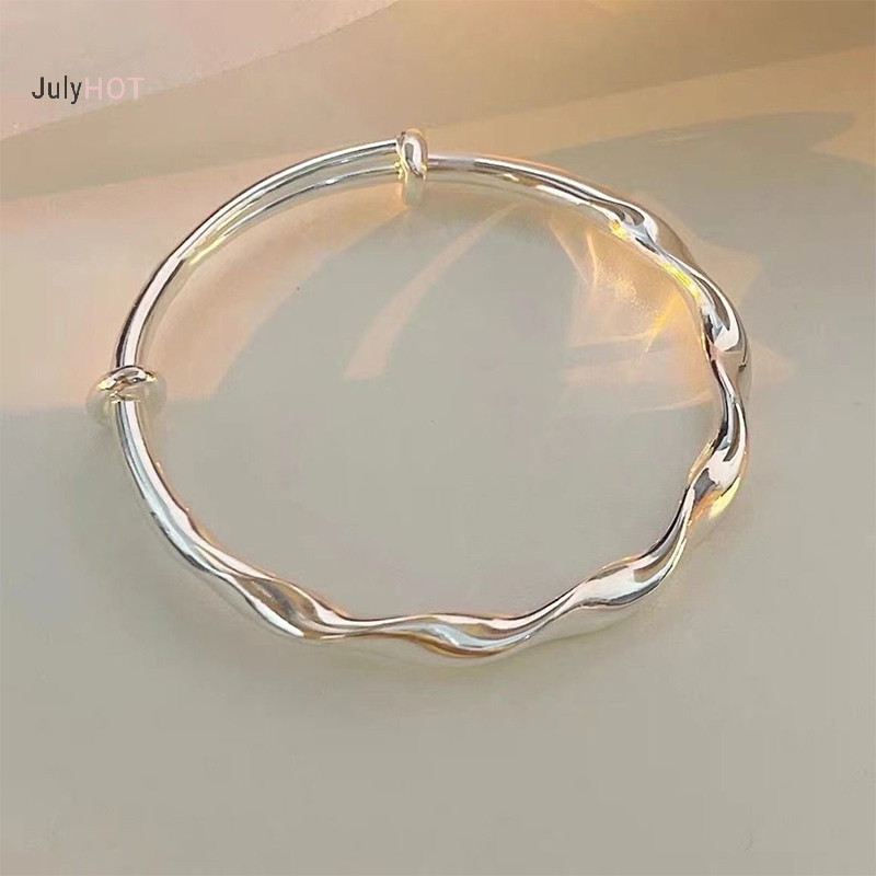Julyhot Vòng Tay Xoắn Mới Lắc Tay Nữ Sóng Bề Mặt Sáng Ins Thời Trang Đẩy Kéo Có Thể Điều Chỉnh Lắc Tay Trang Sức Y2K Phụ Kiện Massivedeals