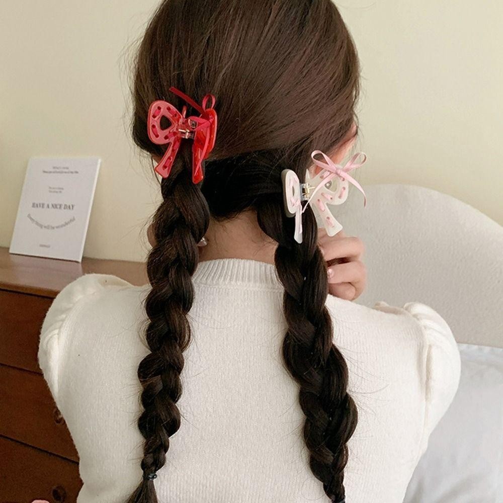 Kẹp Tóc Càng Cua Hình Bướm Gắn Nơ/Ruy Băng Mới Xinh Xắn Phong Cách Hàn Quốc Phụ Kiện Tóc Nữ Empoli