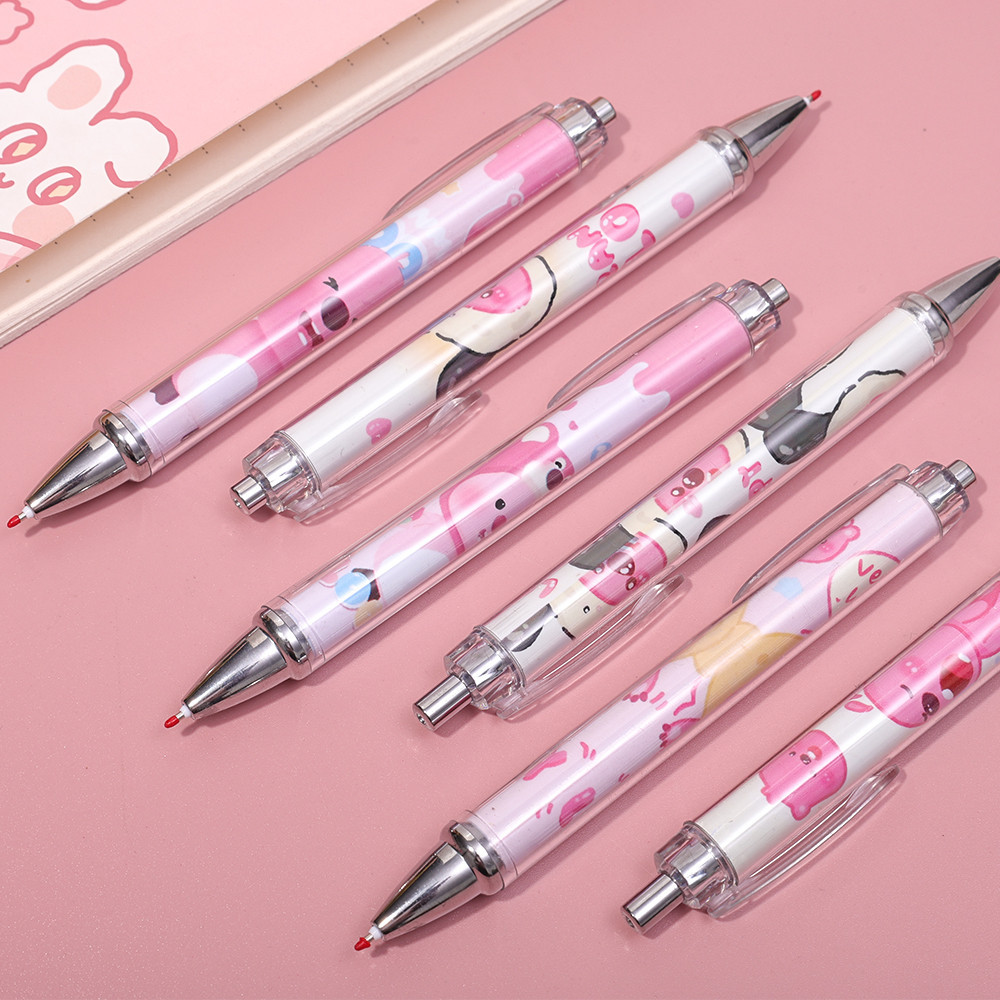 Bút Gel Loopy Dễ Thương 0.5MM - Phim Hoạt Hình Cô Gái Trái Tim Màu Hồng Mực Đen Bút Bi - Nhanh Khô Mịn Loại Bấm Viết Chữ Ký Bút - Đồ Dùng Văn Phòng Phẩm Trường Học