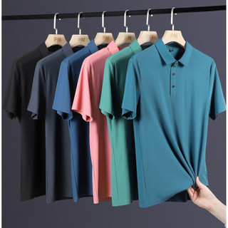 50-140kg PLUS SIZE Tay Ngắn Băng Lụa Thoáng Khí Rời Kinh Doanh Áo Polo Xanh 7XL 8XL 9XL
