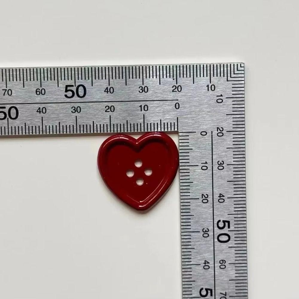 Nút trái tim TỰ NHIÊN, Đồ trang trí may mặc màu đỏ rượu vang hình tình yêu, Phụ kiện búp bê hoa bằng nhựa cổ điển