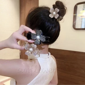 Full Diamond Pearl Bốn Lá Cỏ Ba Lá Lấy Kẹp Tóc Hoa