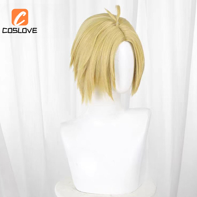 Anime Sakamoto Ngày Asakura Xin Cosplay tóc giả ngắn vàng thẳng phù hợp trang trí