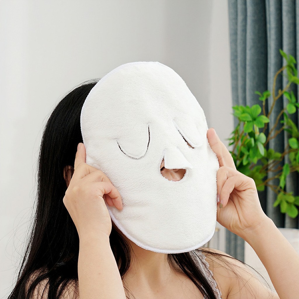Khăn mặt nạ chườm nóng,  xông hơi thoáng lỗ chân lông, thư giãn mặt