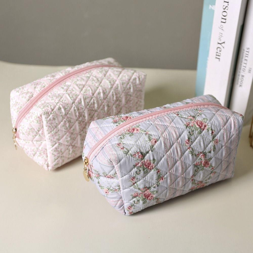 Túi đựng mỹ phẩm in hoa cầm tay cỡ lớn Ebinlands dành cho nữ