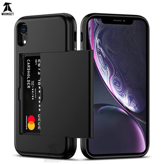 Dành Cho iphone X / Xs Max / XR Ốp Lưng Ví Đựng Thẻ ID Khe Cắm Cửa Trượt Túi Ẩn Chống Trầy Xước Hai Lớp Bảo Vệ Vỏ Cứng TPU Ốp Lưng