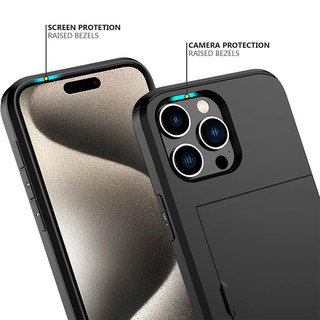 Dành Cho iphone 15 Pro Max / 15 Plus Ví Đựng Thẻ Khe Cắm ID Cửa Trượt Túi Ẩn Chống Trầy Xước Hai Lớp Bảo Vệ Vỏ Cứng TPU Ốp Lưng