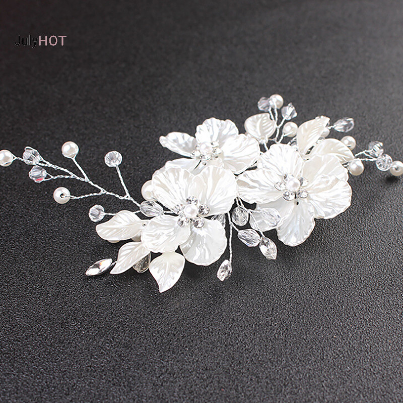 Julyhot Cô Dâu Pha Lê Ngọc Trai Hoa Tóc Trang Sức Tóc Cưới Phụ Kiện Tóc Massivedeals