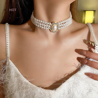 Julyhot Pháp Retro Hương Thơm Nhỏ Ba Lớp Ngọc Trai Vòng Cổ Flash Ngọc Trai Váy Cưới Xương Đòn Dây Xích Cho Nữ Cổ Massivedeals