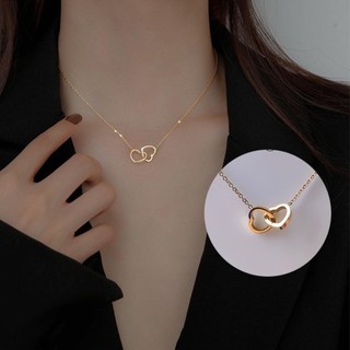 Vòng cổ hợp kim hai trái tim, trang sức nhẹ dành cho xương đòn, thể hiện tình yêu