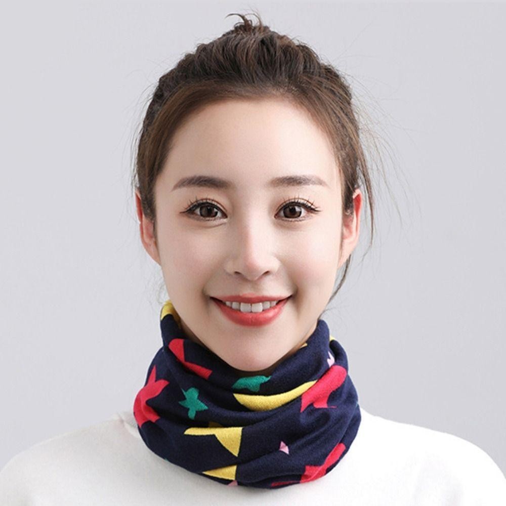 SLICELLIFE Khăn choàng Cotton mềm mại, Khăn quàng cổ nữ in hình thời trang thu đông, Cổ áo giả đa năng Mặt ấm áp