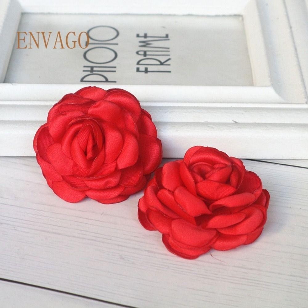 SMILE Vải Hoa Nhân Tạo, Hoa Hồng Satin Hoa Camellia Trang Trí, Phụ Nữ Handmade Đốt Cạnh Trâm Phụ Kiện Tóc Chất Liệu Thủ Công