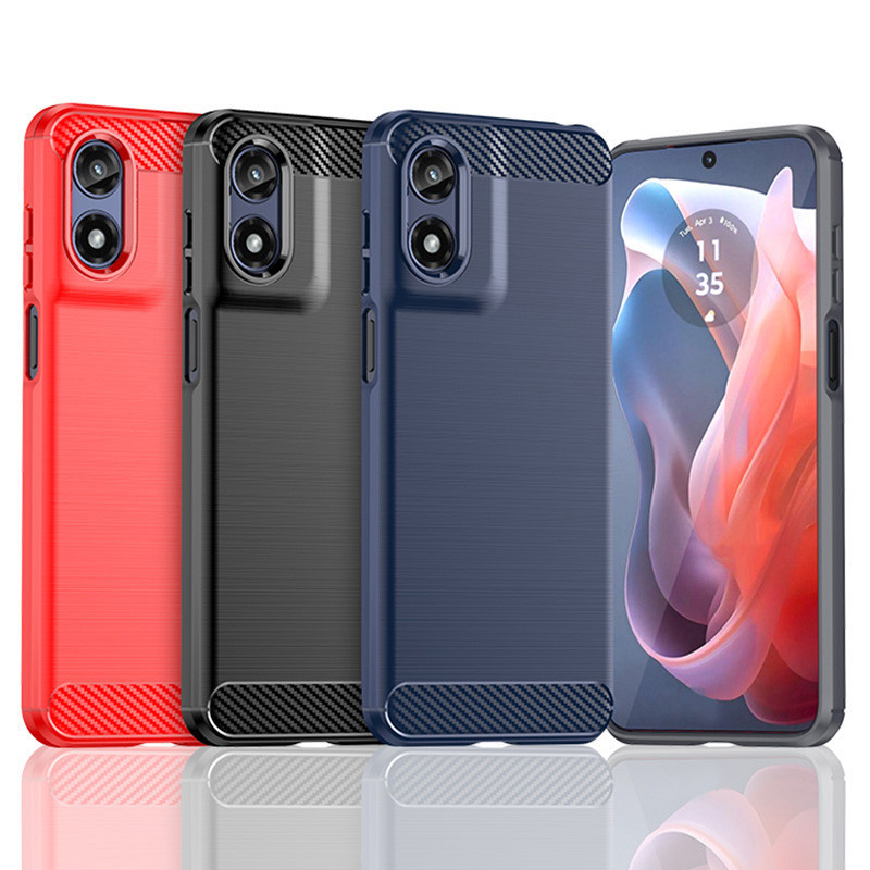 Dành cho Motorola Moto G Play 2024 2023 2021 Kết cấu chải siêu mỏng Vỏ nhựa TPU mềm chống sốc