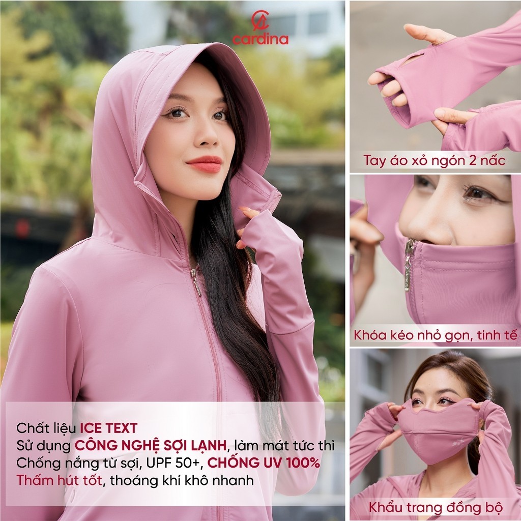 Áo chống nắng Trendy CARDINA 2 lớp chất liệu Ice text sợi lạnh với chỉ số UPF 50+ không nhăn 4NHF05
