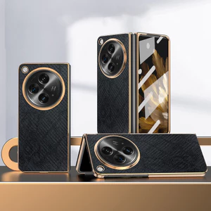 Ốp YJD Cho OPPO Find N3 Flip N2 Flip Cổ Điển Họa Tiết Rắn Da Mạ Điện Cạnh Chống Rơi Vỏ Điện Thoại