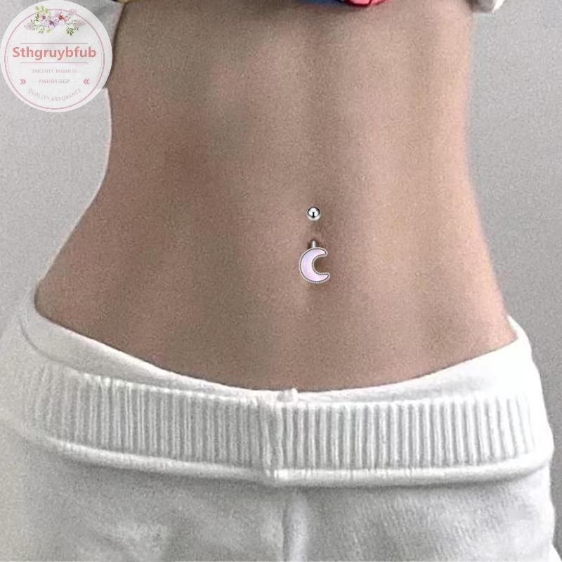 Sthb Thời Trang Trái Tim Mặt Dây Chuyền Thép Không Gỉ Bụng Nút Xuyên Nhẫn Nữ Cô Gái Gợi Cảm Cơ Thể Trang Sức Phụ Kiện Quà Tặng VN